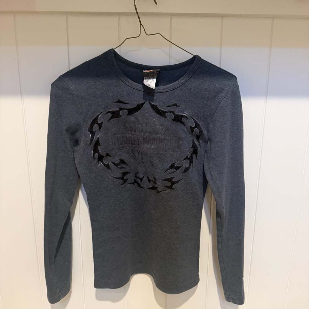 Harley-Davidson Women's Long Sleeve Thermal Top Gray Omaha Nebraska 30th Anniver